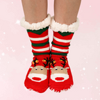Red Reindeer Christmas Knit Socks