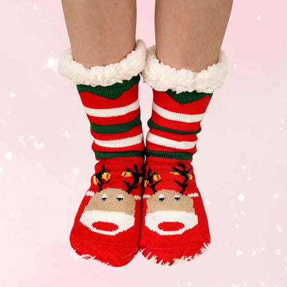 Red Reindeer Christmas Knit Socks - Puppy's Aesthetics
