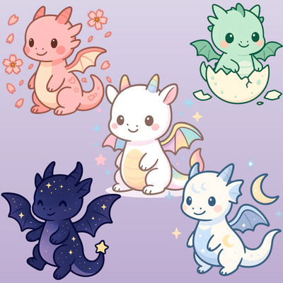 Sweet Draggies Mini Sticker Pack (3.4inch - Individual Stickers)