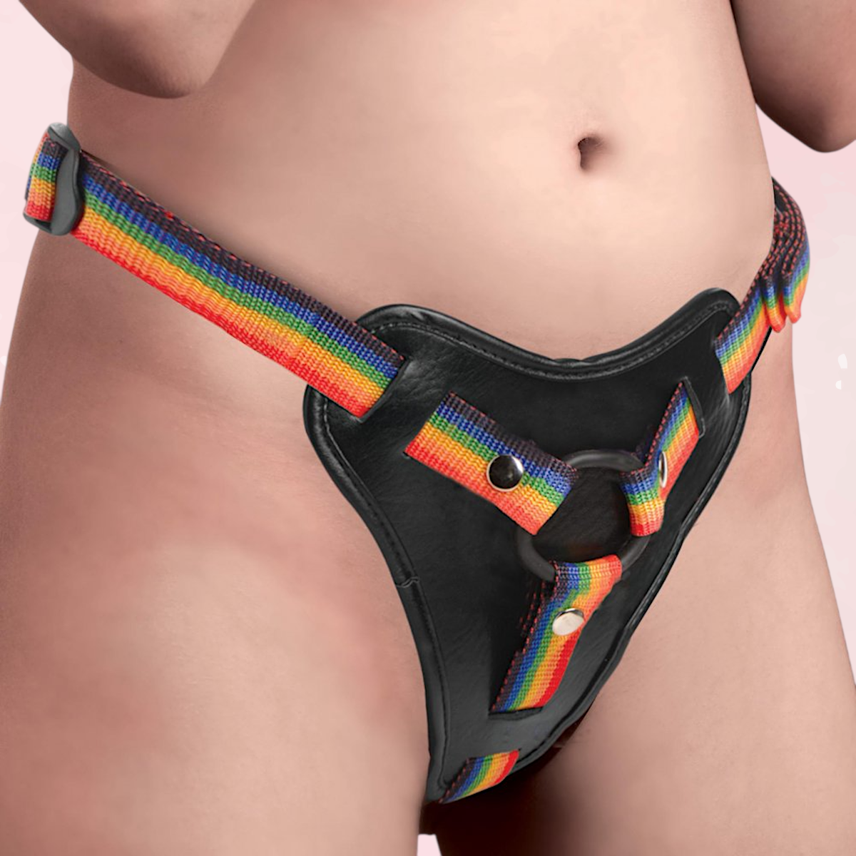 Rainbow Strap On Harness with Silicone O-Rings