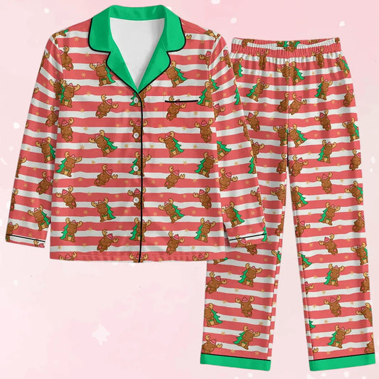 Merry Moose Satin Pajama Set - Puppy's Aesthetics