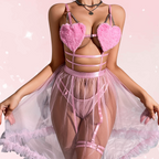 Fuzzy Heart Babydoll Set
