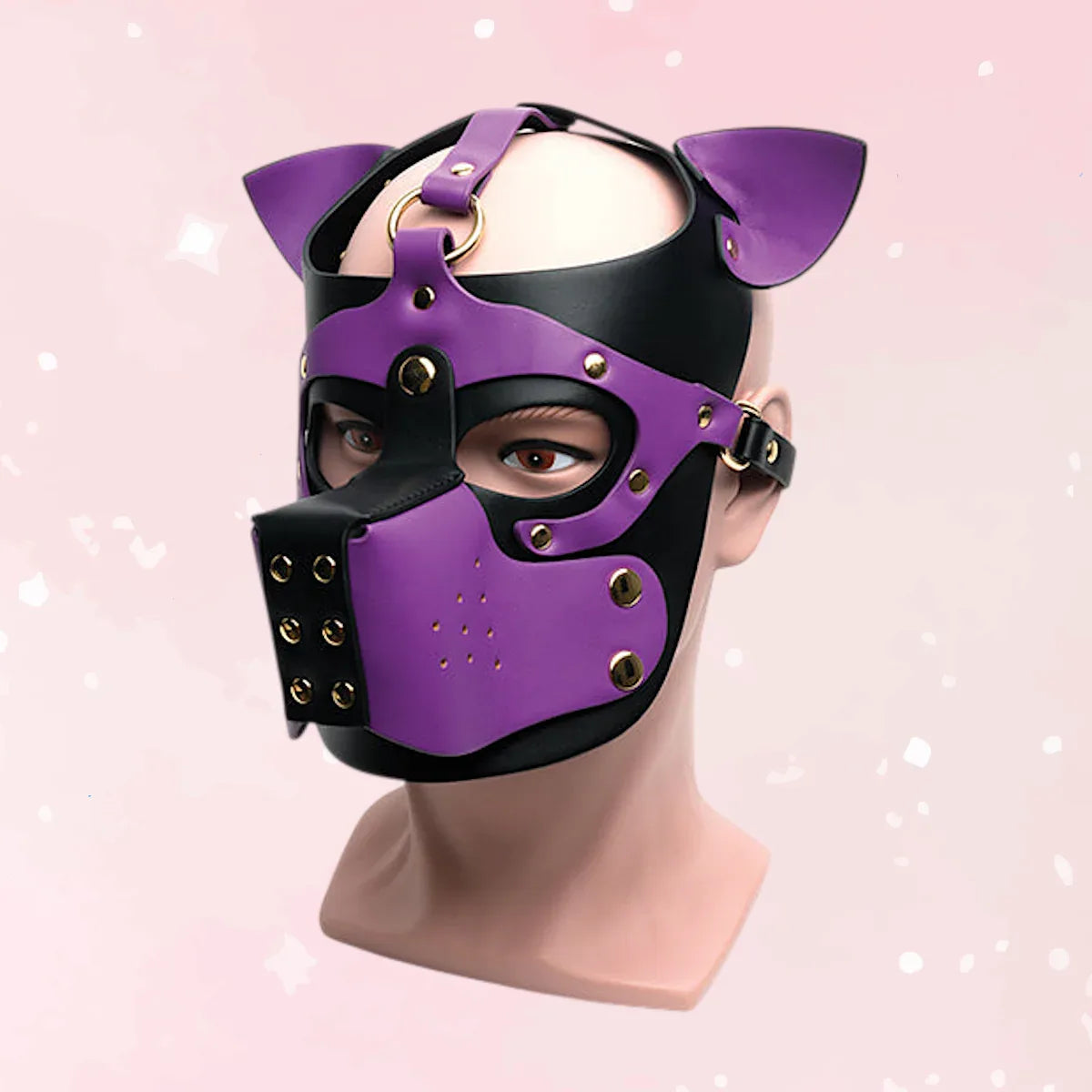 Black/Purple Bondage Pup Hood - Puppy's Aesthetics
