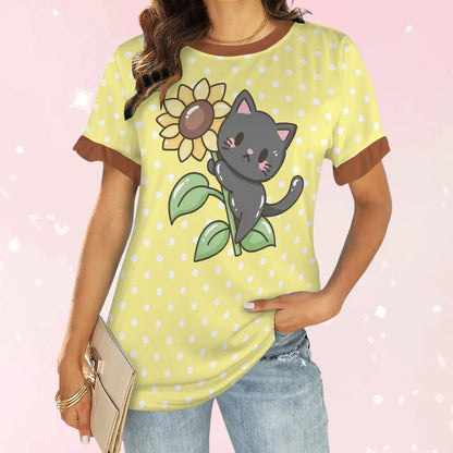 Sunflower Kitty Ruffle Play Tee - Puppy's Aesthetics