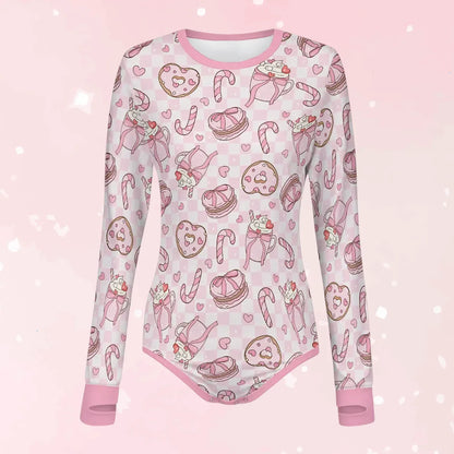 Sugar Plum Sips Long Sleeve CuddleSuit - Puppy's Aesthetics
