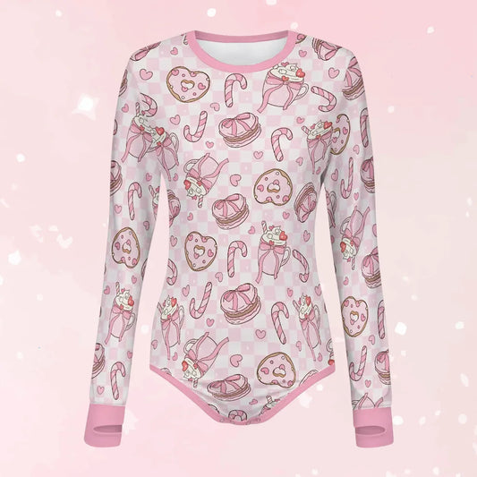 Sugar Plum Sips Long Sleeve CuddleSuit - Puppy's Aesthetics