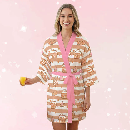 Gingerbread Cutie Satin Robe - Puppy's Aesthetics