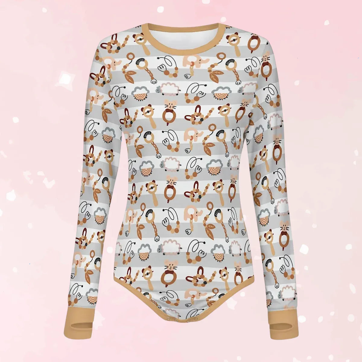 Woodland Rattle Friends Long Sleeve CuddleSuit - Puppy's Aesthetics