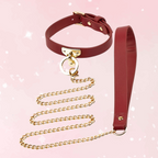 Red PU Leather Collar & Leash