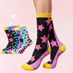 Star Pattern Long Socks (5 Pairs)