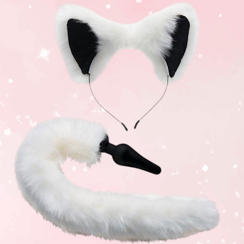Tailz White Fox Tail Plug & Ears Set