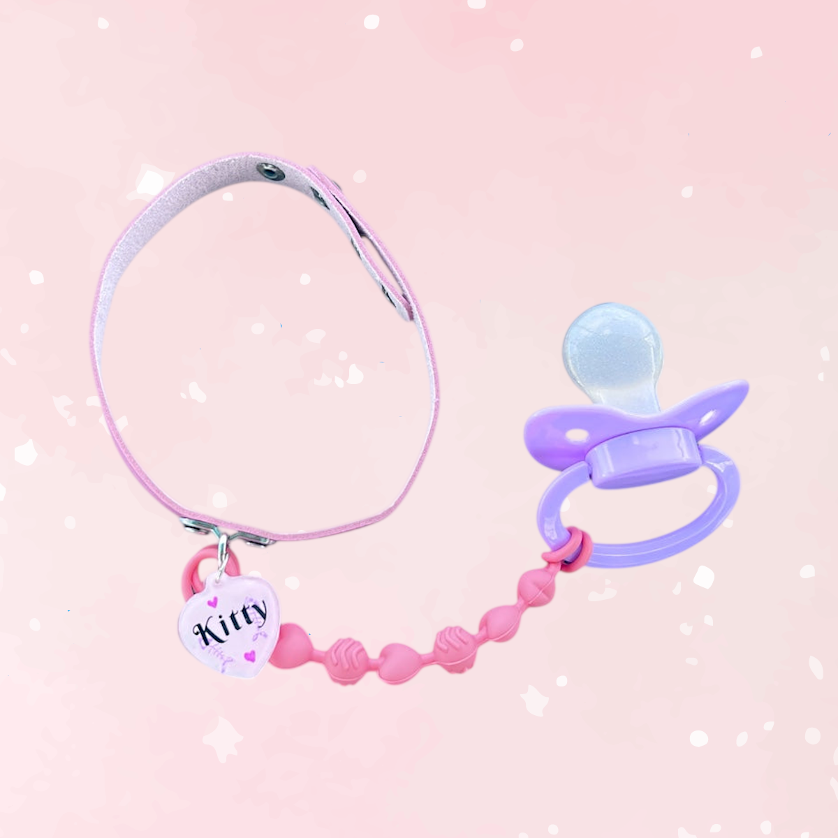 Adult Pacifier Kitty Pink Chewable Strap Collar