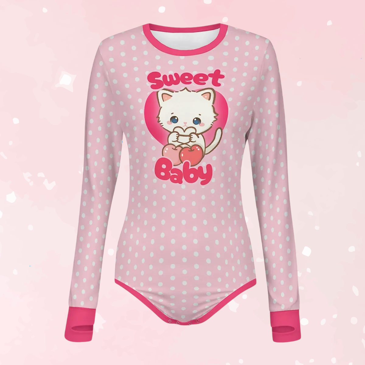 Sweet Cherry Kitty Long Sleeve CuddleSuit - Puppy's Aesthetics