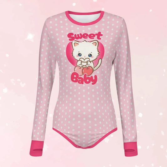 Sweet Cherry Kitty Long Sleeve CuddleSuit - Puppy's Aesthetics