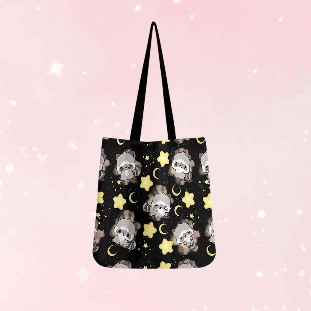 Celestial Raccoon Cloth Tote Bag