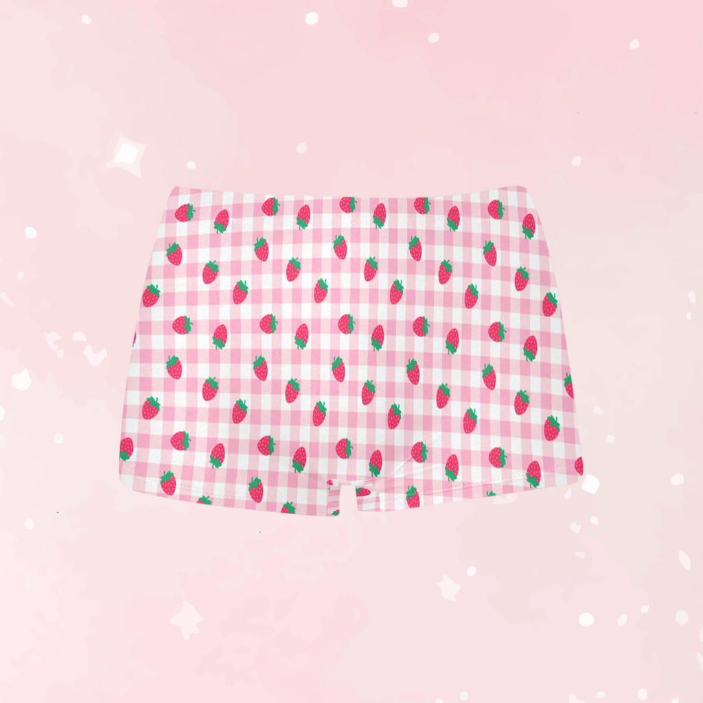 Strawberry Plaid Boyshort Panties