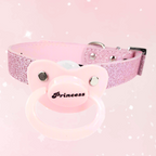 Pink Glitter Princess Pacifier Gag