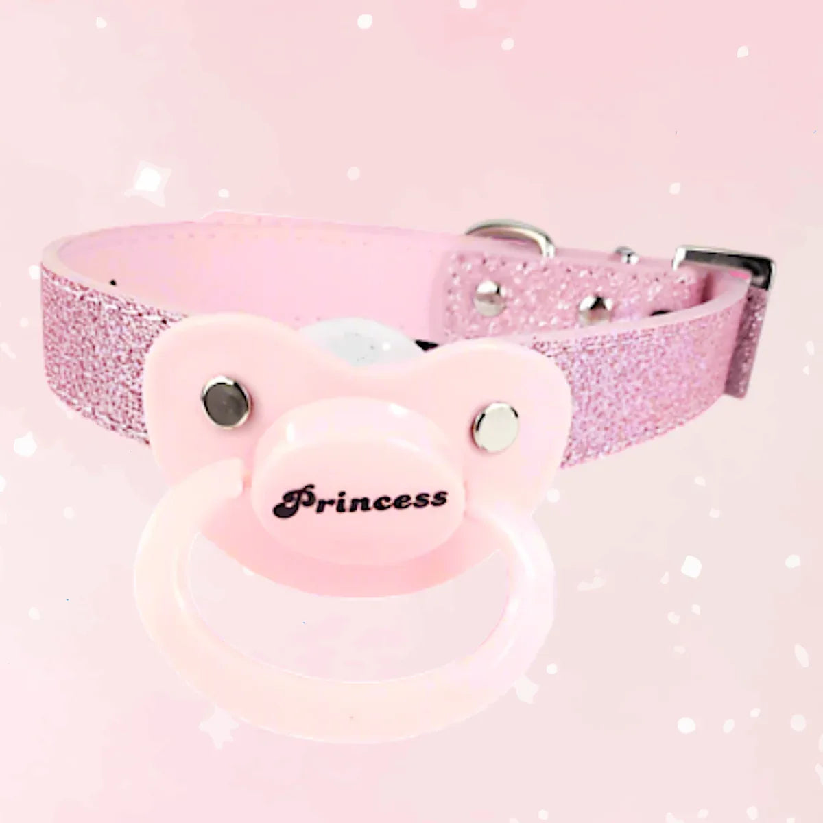 Pink Glitter Princess Pacifier Gag - Puppy's Aesthetics