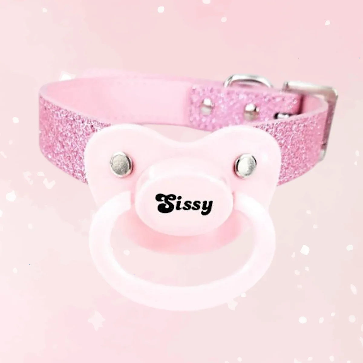 Sissy Adult Pink Glitter Pacifier Gag - Puppy's Aesthetics