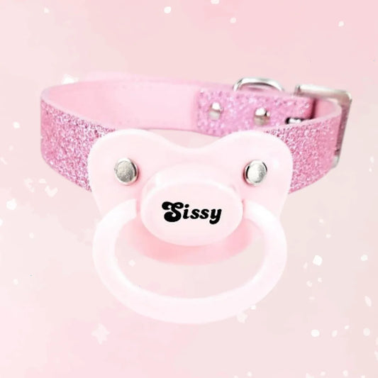 Sissy Adult Pink Glitter Pacifier Gag - Puppy's Aesthetics