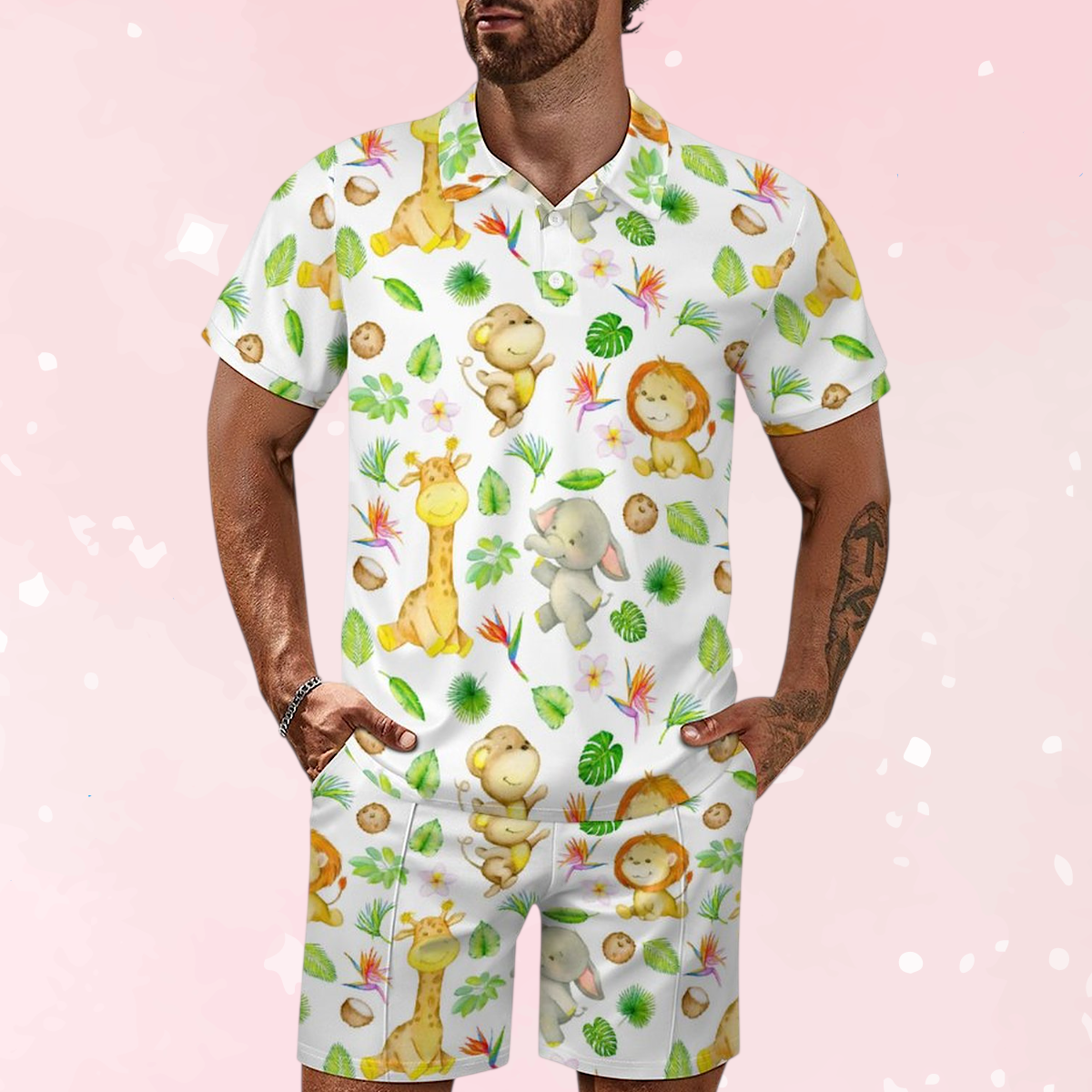 Safari Critters Polo Shorties Set