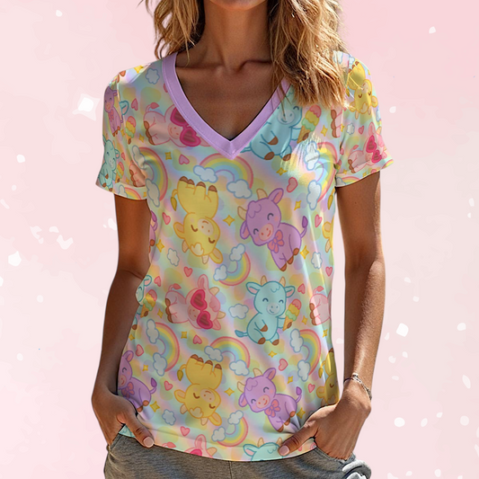 Rainbow Moobaby V-Neck Play Tee