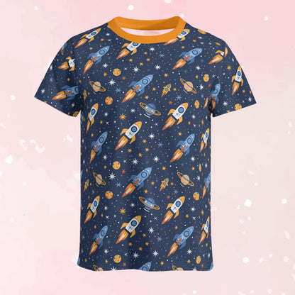 Cute Cosmic Rocket Play Tee - Puppy's Aesthetics