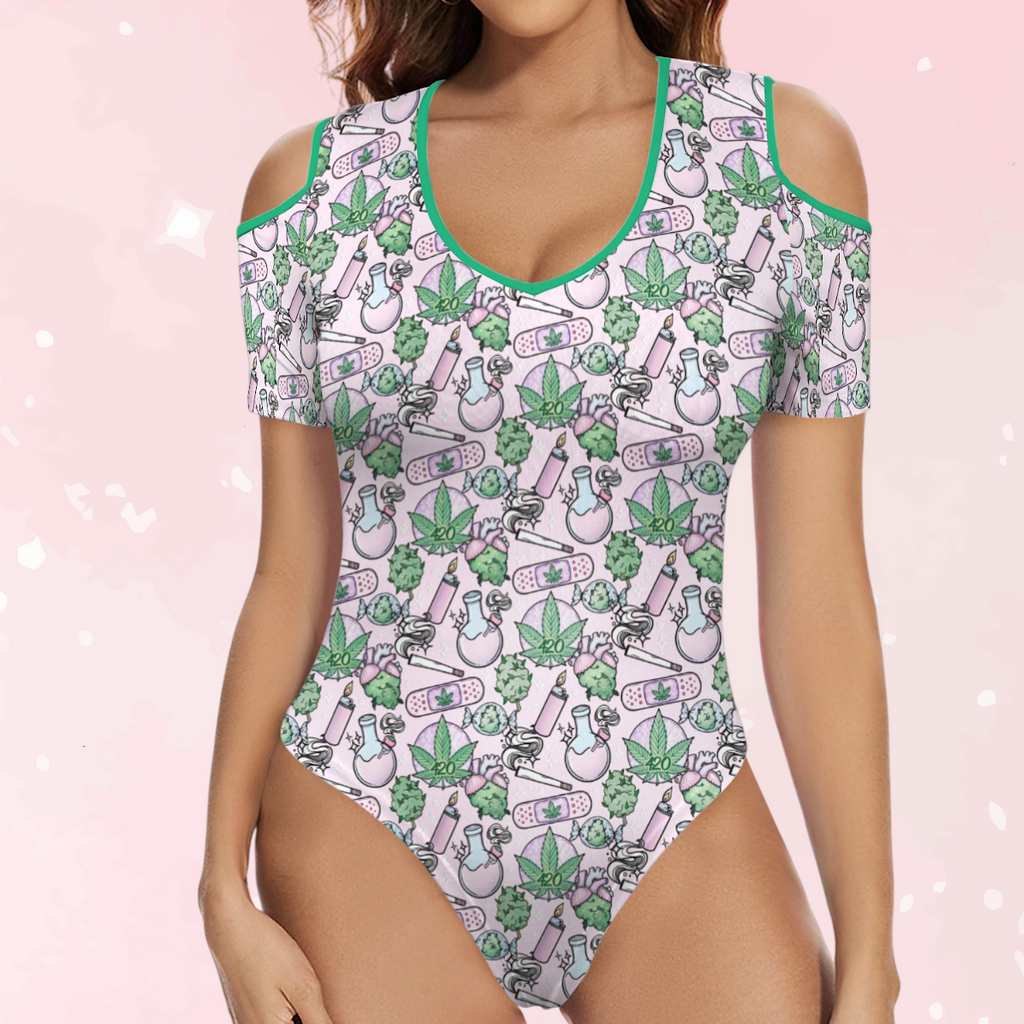 Cute Cannabis Pink Peekaboo Playsuit