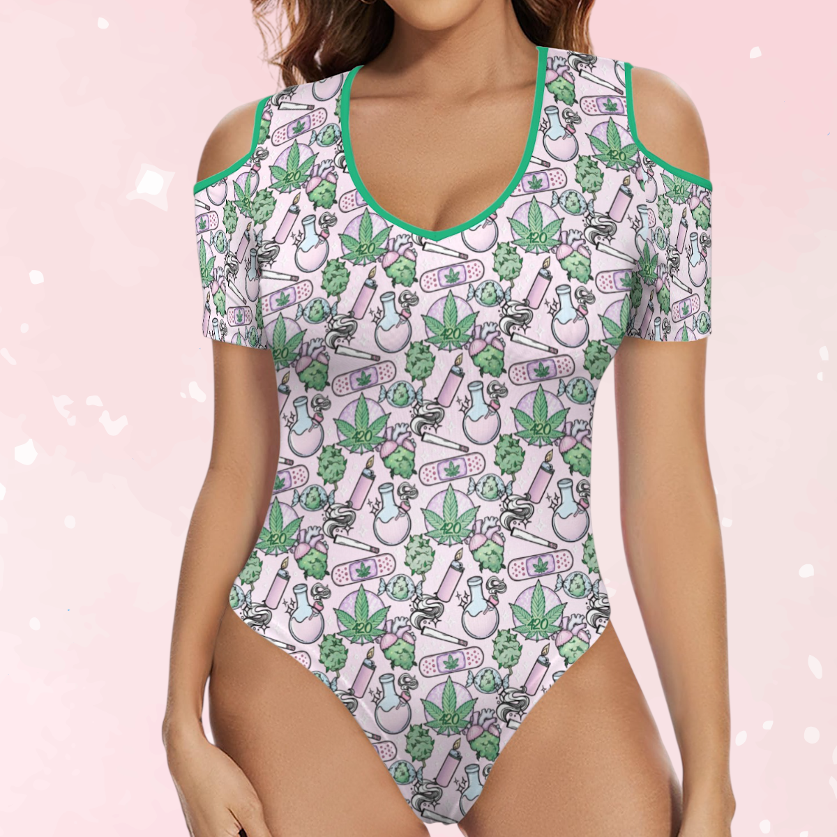 Cute Cannabis Pink Peekaboo Playsuit