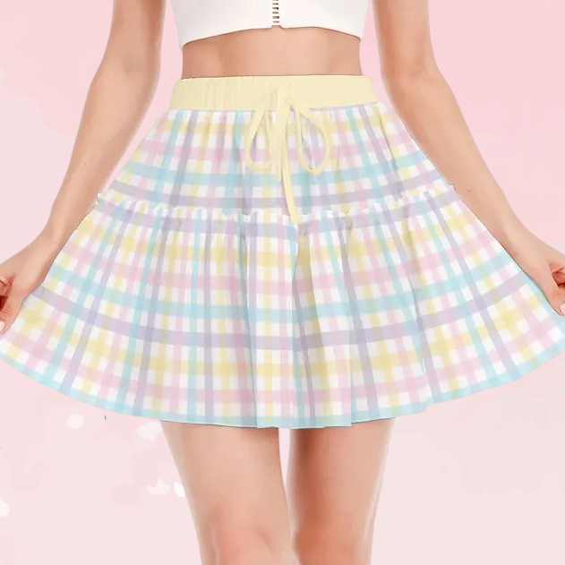 Rainbow Unicorn Plaid Ruffle Play Skirt