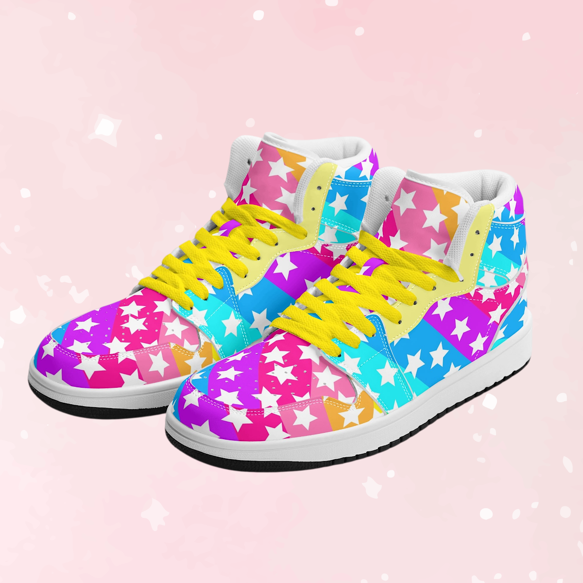 Rainbow Starfall Retro High Top Sneakers