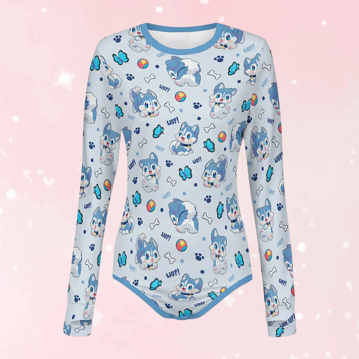 Blue Pup Long Sleeve CuddleSuit