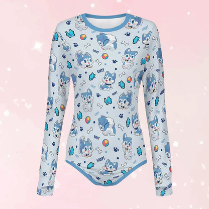 Blue Pup Long Sleeve CuddleSuit - Puppy's Aesthetics
