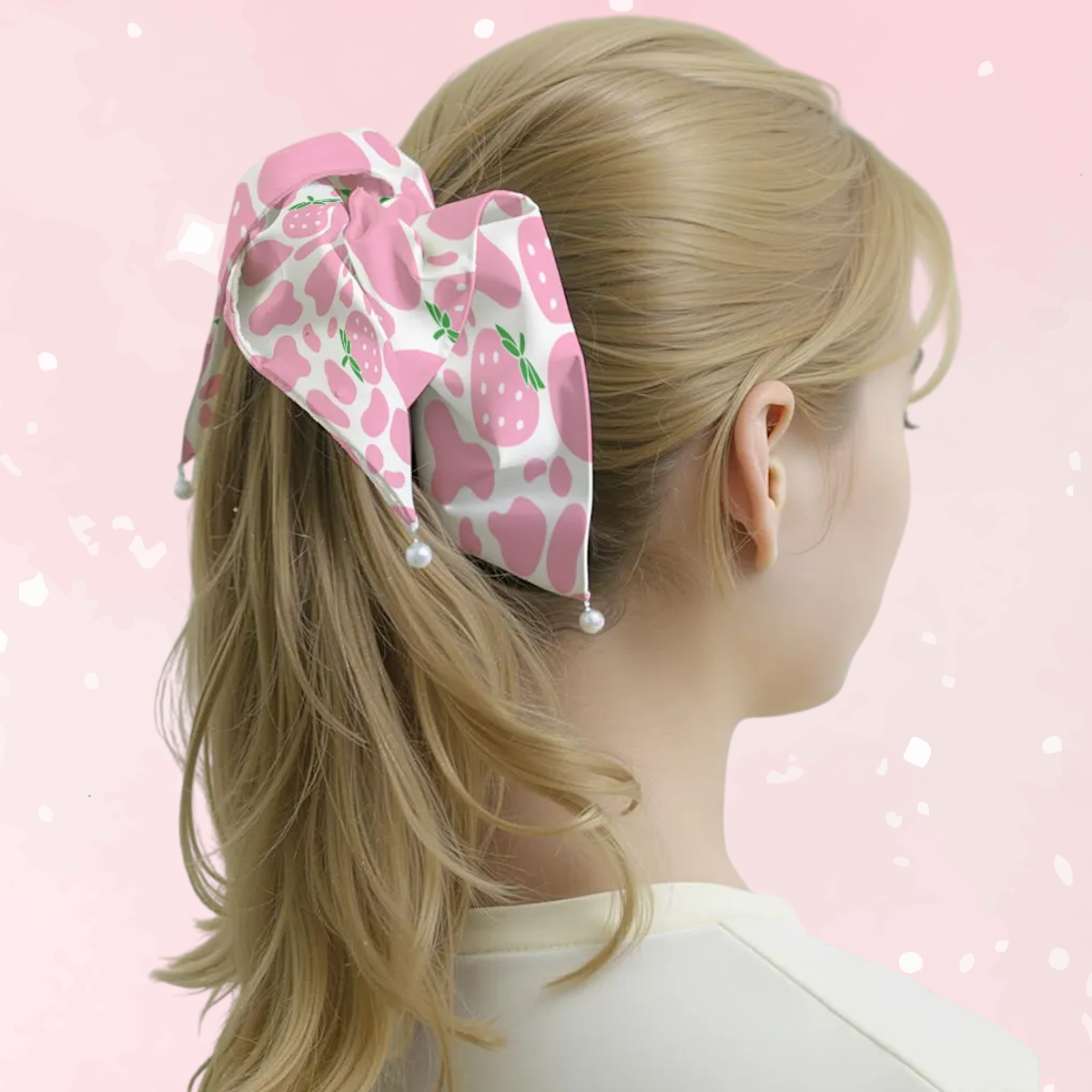 Strawberry Moo Satin Scrunchie