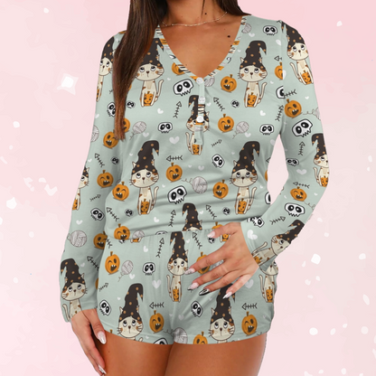 Witch Kitten Long Sleeve Pajama Set