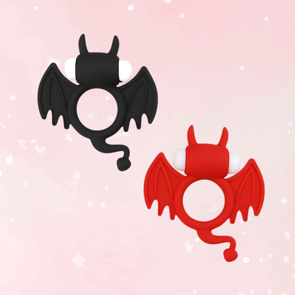 Soft Silicone Devil Wings Dual Vibrating Ring