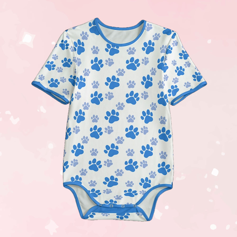 Blue Puppy Paws Adult Unisex Onesie