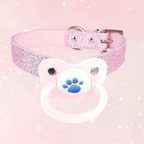 Blue Paw Glitter Pink Pacifier Gag