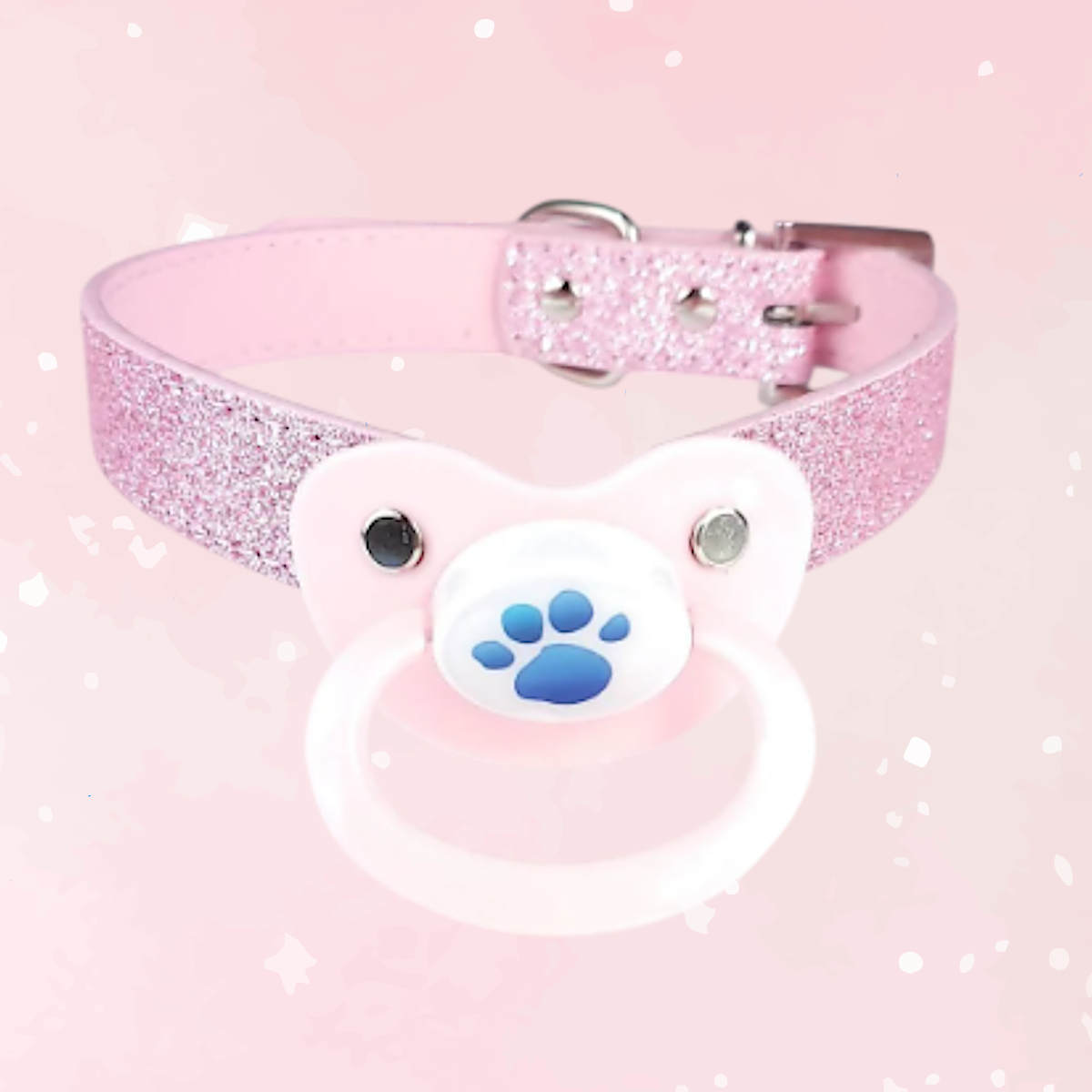 Blue Paw Glitter Pink Pacifier Gag