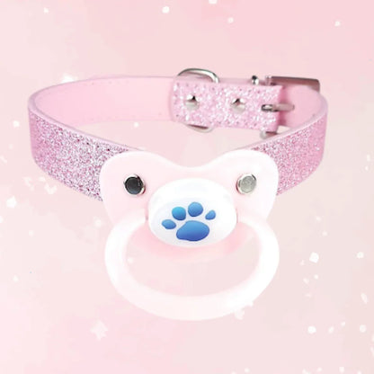 Blue Paw Glitter Pink Pacifier Gag - Puppy's Aesthetics