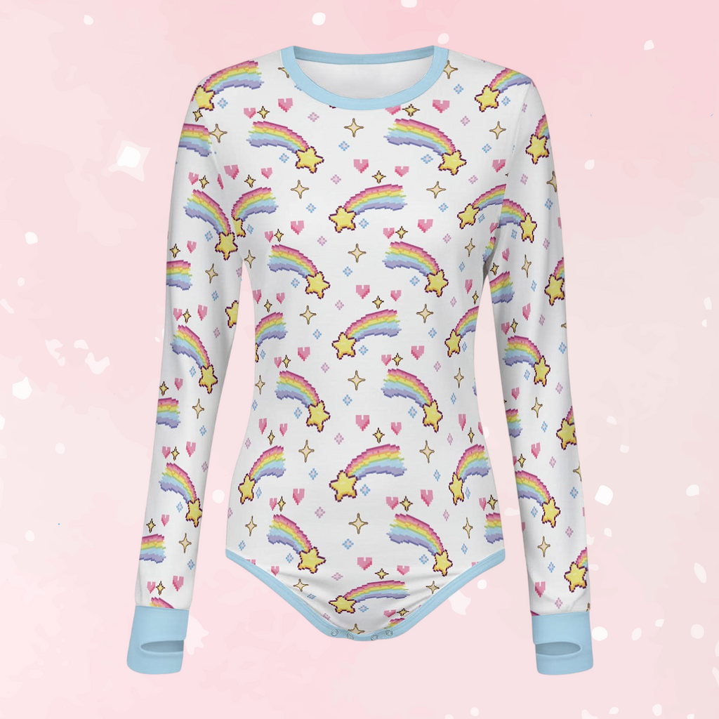 Pixel Rainbow Star Long Sleeve CuddleSuit