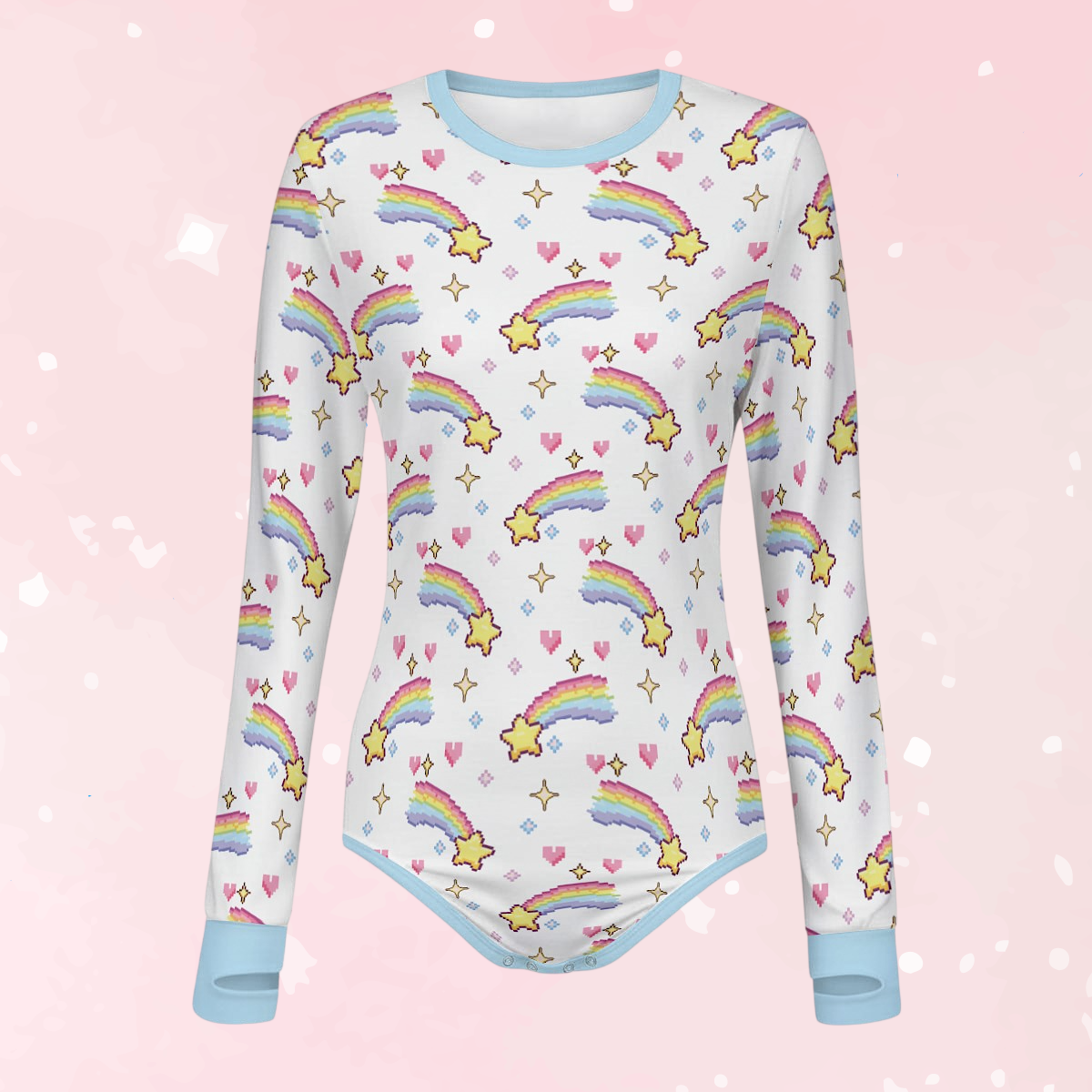 Pixel Rainbow Star Long Sleeve CuddleSuit
