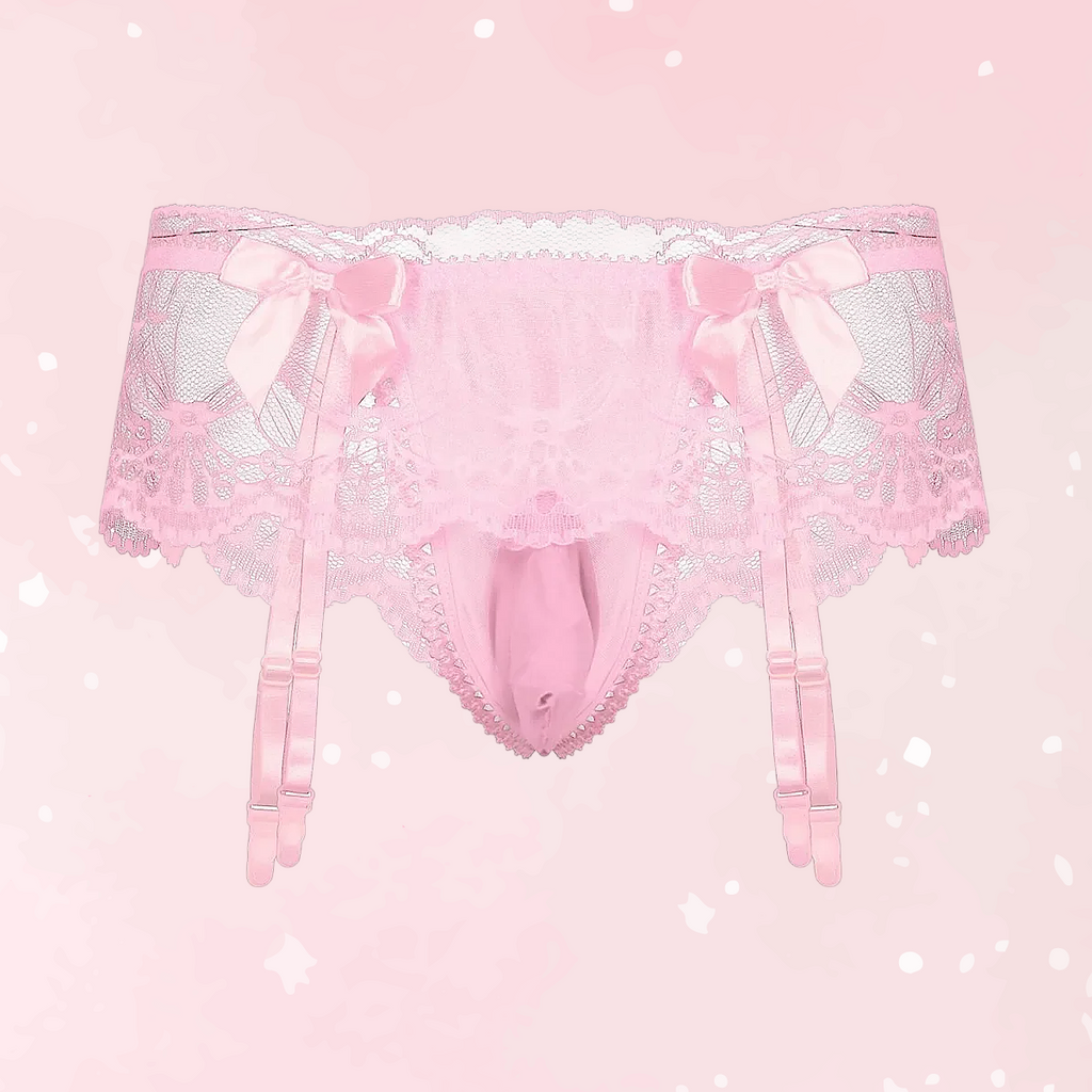 Sissy Lace Panties –  Bowknot Briefs Garter