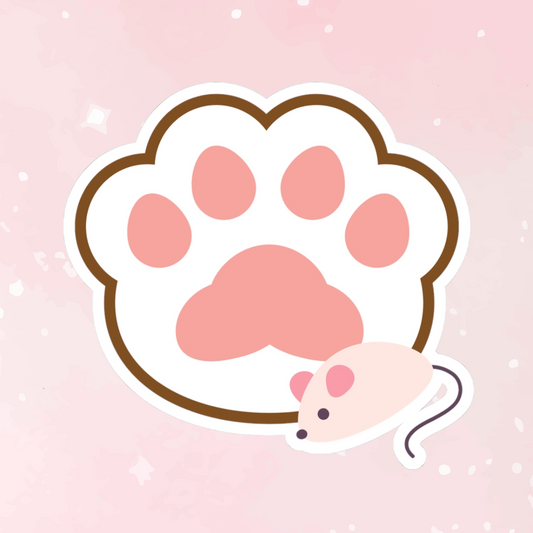 Cat Paw & Mouse Kiss-Cut Sticker - Puppy's Aesthetics