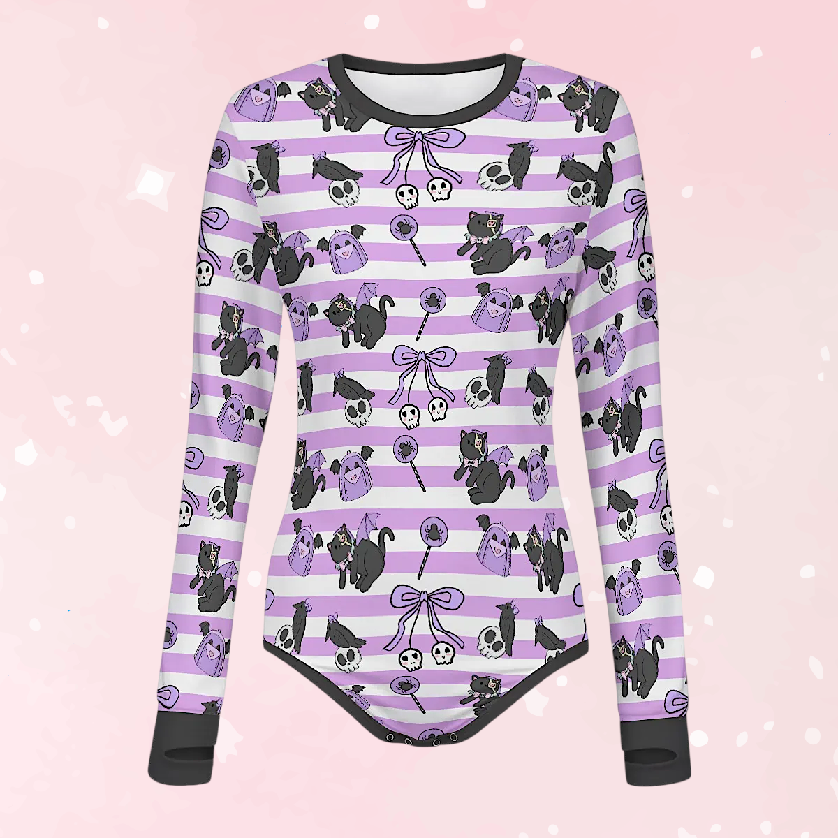 Spooky Kitty Long Sleeve CuddleSuit