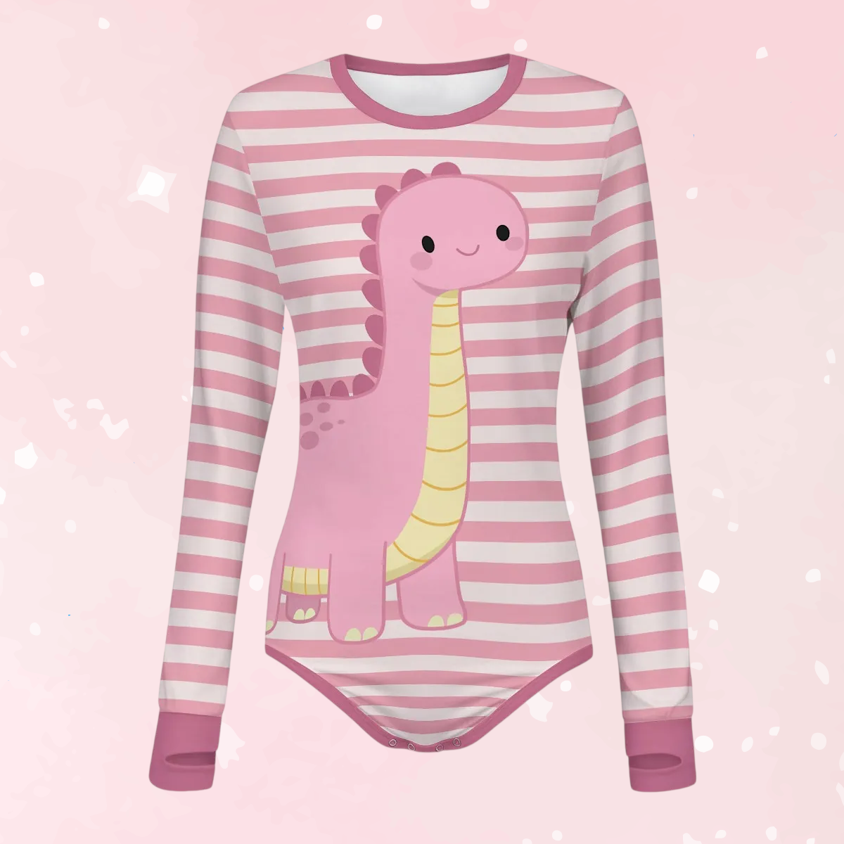 Pink Dino Snuggle Long Sleeve CuddleSuit