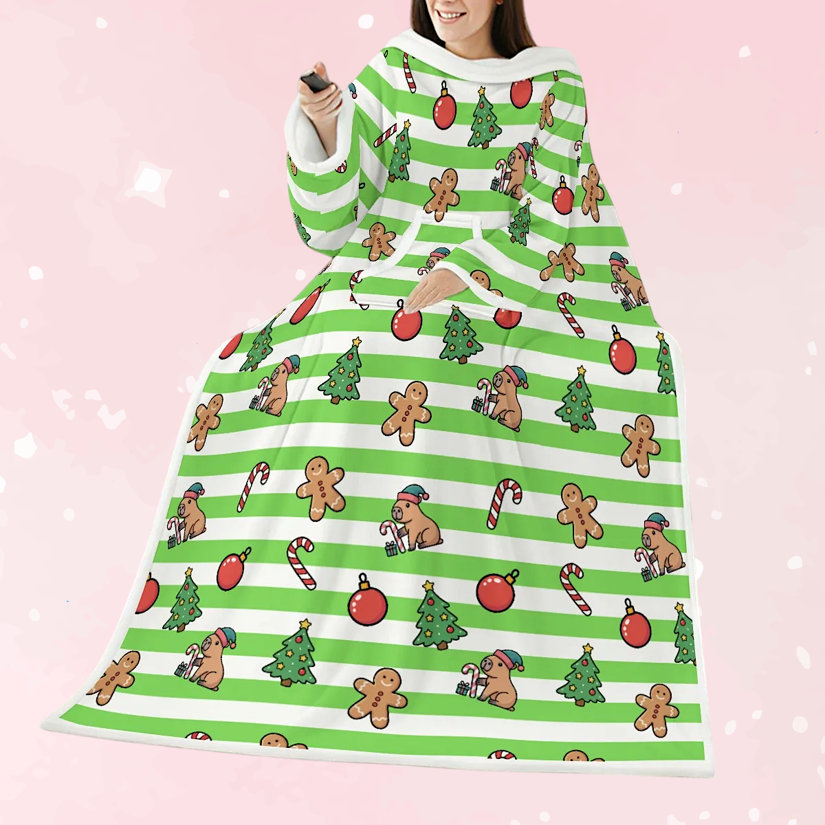 Gingerbread Capybara Wearable Blanket