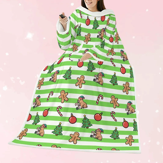 Gingerbread Capybara Wearable Blanket - Puppy's Aesthetics