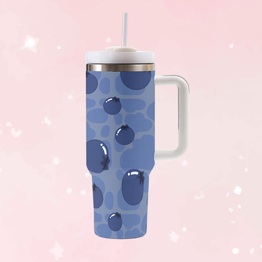 Blueberry Cow 40oz Tumbler With Handle