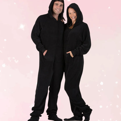 Jet Black Adult Hoodie Chenille Onesie - Puppy's Aesthetics